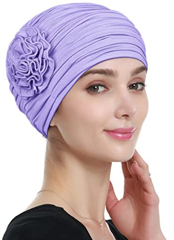 Alnorm Couvre-Chef Chimio en Bambou pour Femme Léger pour l'hiver Violet Clair