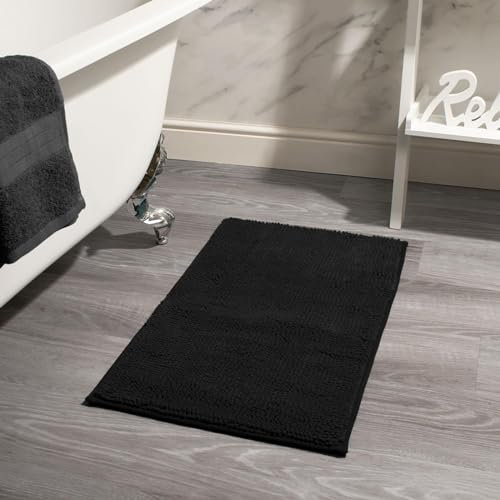 Brentfords Bath Mat Black Noodle, Non Slip Absorbent Bathroom Rug Super Soft Thick Mat Material Large Quick Drying Lightweight Bath Rug for Bathroom Floor