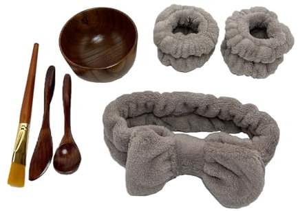BEECO GIF2U Facial Wood Mask Bowl Set, New DIY 7 Pack DIY Clay Mask Mixing Kit