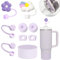 Stanley Cup Accessories Set Including 6 Pcs Silicone Spill Proof Stopper, 2 Pcs Straw Cover Cap for 9-10 mm Straws, 1 Pcs Purple Silicone Boot for Stanley Cup Stanley 40oz & 30oz Tumbler (ORCHID)