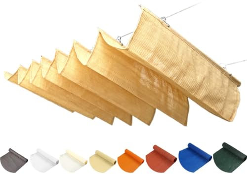 Retractable Wave Sun Shade Sail, HDPE Replacement Canopy Cover, UV Resistant Outdoor Sliding Canopy Cover With Mounting Kit For Patio Deck Porch
