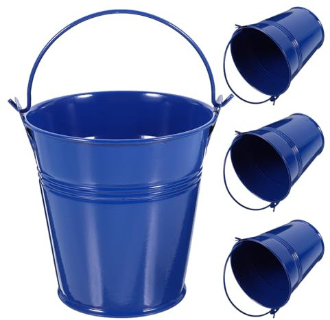 Ciieeo 4 Kleine Verzinkte Eimer Eiseneimer Blumeneimer Mit Griff Metall-Blumentöpfe Dekorativer Blecheimer Snack-Weißblechbehälter Leerer Eimer Für Ostern Süßigkeiten Partygeschenke