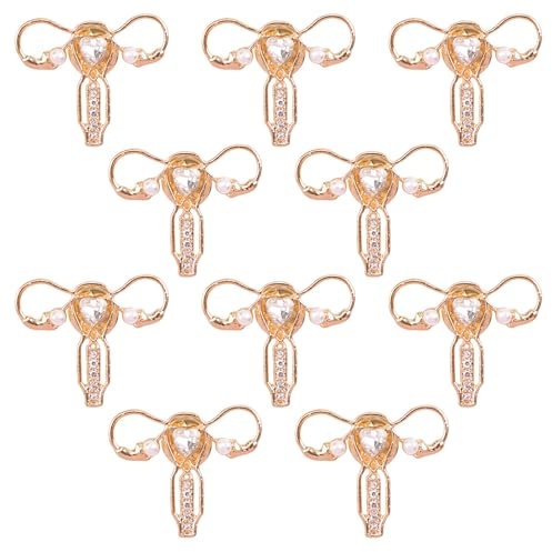 WANDIC Lot de 10 broches dorées en émail en forme d'utérus ovaire pour femme - Symbole médical - Cadeau pour infirmière, médecin, décoration féministe, Métal, Pas de gemme