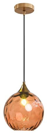 Tropibed Bunt Glaskugel Pendelleuchte, 20cm Wasser-Muster Glas Lampenschirm, Lampenfassung E27 Glas Hängeleuchte Für Küche Schlafzimmer Wohnzimmer Kronleuchter (Orange)