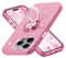 wisdompro Case for iPhone 15 Pro Max, Cute Glitter Bling Sparkle Protective Case with 360° Ring Kickstand, Women Girls Phone Cover for iPhone 15 Pro Max 6.7 Inch - Pink