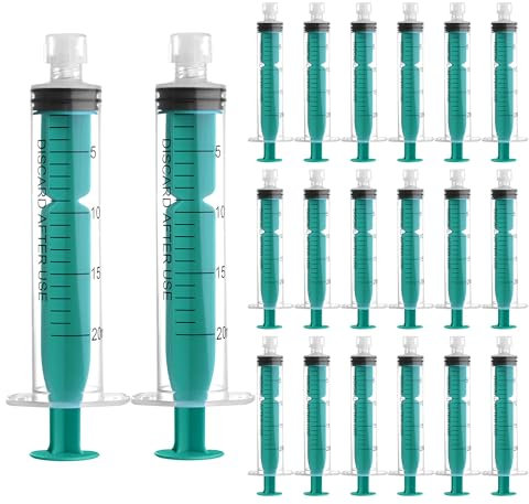 20 Stück 20ml Spritzen, Einzeln Verpackt, PlastikSpritze Ohne Nadel, Luer Lock Spritze für Wissenschaftlich Labore, Tierfütterung, Measuring Liquids und Feine Dosierungen, Messspritze