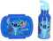 Disney Stitch Lunch Box with Drinking Bottle, Stainless Steel, Blue, Children's Lunch Box Set, 2 Pieces, Ideal for School, Nursery & Trips