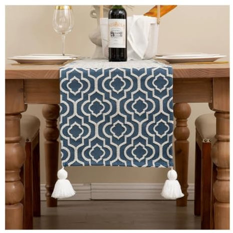 Chemin de table, drapeau de table à thé, style marocain, meuble TV, décoration de Noël, longue armoire à chaussures, drapeau, drapeau, queue de lit, écharpe (4,33 x 160 cm)