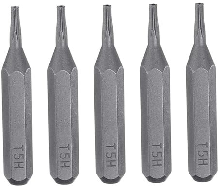 T5 Torx Bit del cacciavite Impostare 5 pcs, kit di bit driver di precisione gambo da 28 mm per riparazione elettronica, laptop, telefoni, orologi e piccoli viti