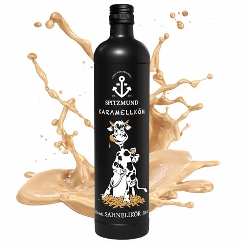 SPITZMUND Kuh Karamellköm 500 ml | cremiger Sahnelikör mit feiner Karamellnote | samtig & vollmundig | Likör Geschenkidee für Genießer | Premium Spirituose | Karamell-Genuss | 16% vol.