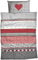 CASATEX Renforcè-Bettwäsche Herz KARO im Landhausstil kuschelige Hüttenromantik 200x200 cm + 2X 80x80 cm Silber-rot