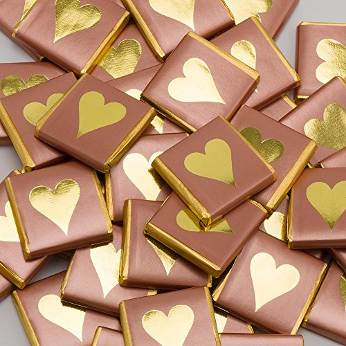 Italian Options Rose Gold Heart Wedding Chocolate Neapolitans (100 Chocolates)