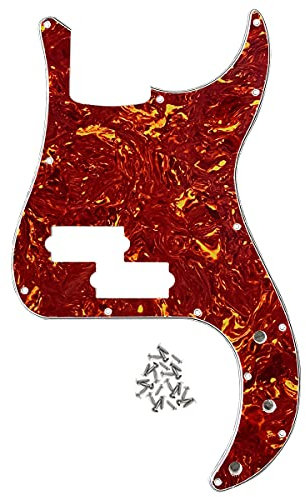 FLEOR 13-Loch Modern Style Standard PB Bass Pickguard ohne Truss Rod Notch für 4-Saiter P Bass Modell, Rote Schildkröte