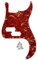 FLEOR 13-Loch Modern Style Standard PB Bass Pickguard ohne Truss Rod Notch für 4-Saiter P Bass Modell, Rote Schildkröte