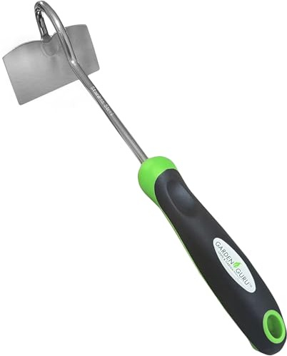 Garden Guru Hand Hoe Tiller Cultivator Tool - Stainless Steel for Ultimate Strength - Rust Resistant - Ergonomic Handle - Great for Gardening Digging Tilling Planting Cultivating Loosening