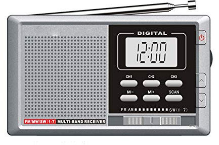 Yanghao Radio Portátil, FM Am SW 9 Band Mini Receptor De Radio con Temporizador, Reloj Despertador, Radio Bolsillo Batería AA,B