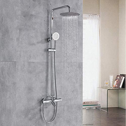Chrome Thermostatique 360 ​​Pivotant Robinet De Douche À Main Salle De Bains Ensemble De Douche Cascade Pluie Tête De Douche Froid Mélangeur Chaud