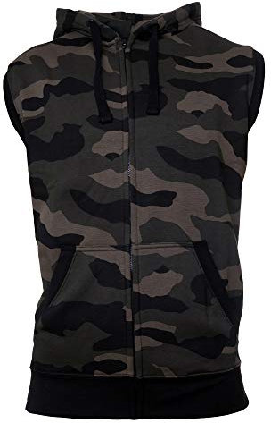 ROCK-IT Apparel Zipped Hoodie ärmellos für Herren Sleeveless Fitness Kapuzenpullover Männer Sweater Trainingsweste Sweatshirt Tank Top S-4XL Farbe Dark Camo 4X-Large