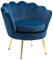 HOMCOM Poltrona a Conchiglia, Poltroncina Vintage, Poltroncina da Camera e Salotto, Design Elegante, con Schienale Alto, 76x67x74cm, Blu