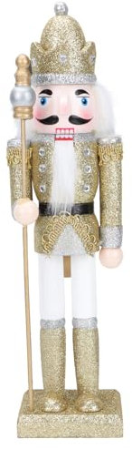 VALICLUD Casse-noisette en forme de chiffres en bois - Décoration de Noël pour la maison, le soldat, le bureau, Noël, casse-noisettes, dorée.