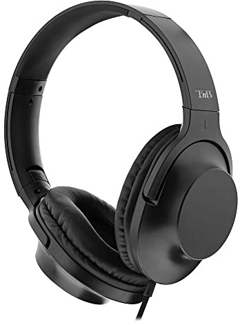 T'nB - Casque TV Filaire, Câble 2 m avec Rallonge 3 m, Jack 3.5 mm | Casque Audio Pliable et Léger, Haut-Parleurs 40 mm, Arceau Réglable et Coussinets Moelleux, Noir