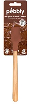 PEBBLY - Mini spatule en Silicone et Bambou Naturel - 21 cm - Racler avec Précision vos Pots, Ustensile de Cuisine pour Petit Déjeuner et Goûter, Chocolat