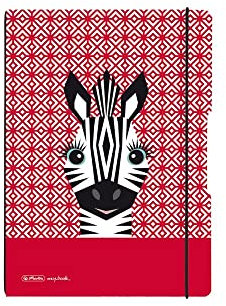 Herlitz 50039838 Notizheft flex A6, 40 Blatt punktiert, Motiv: Cute Animals Zebra, 1 Stück