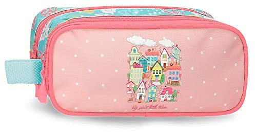 Roll Road My Little Town Étui Double Rose 23 x 9 x 7 cm Polyester, Rose, Trousse Double