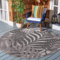 Muratap Outdoor Teppich Wetterfest - Floral - Boho Design Modern UV-beständig Teppich für Außen Garten Balkon Terrasse Badezimmer Dekoration - Große: 120 cm - Rund - Farbe: Grau