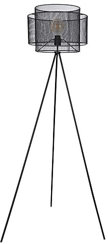 Stehlampe Stativleuchte Metall Stehleuchte schwarz Deckenfluter rund Käfig Wohnzimmer, Metall, Fassung 1x E27, DxH 60x150 cm
