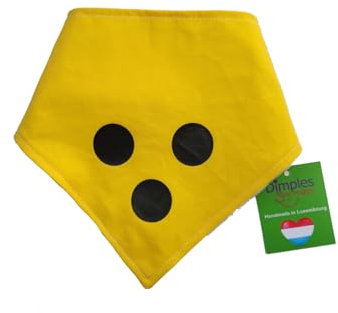 Dimples Hundehalstuch für Blindenhund - Gelb mit 3 schwarzen Punkten - Bitte Hund Nicht anfassen - Blinder Hund -Warn Halstuch für kleine mittlere und Grosse Hunde 45cm