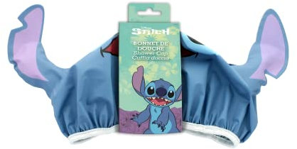 DISNEY STITCH - Cuffia da Doccia Stitch - Simpatica Cuffia Riutilizzabile per Proteggere i Capelli - Copricapo Impermeabile con Orecchie - Prodotto Ufficiale