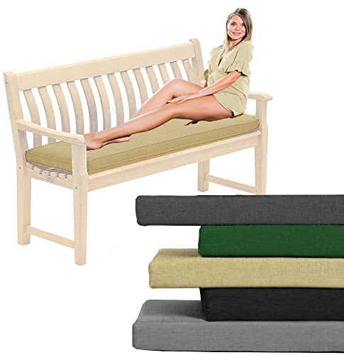 Outdoor Water-Resistant Bench Rattan Cushion Pad for Garden 2/3/4 Seater 108/143/170cm Thick Long Bench Chair Cushions Pad for Swing Patio (4 Seater-170x52x6cm, Sand)