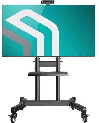 ONKRON Supporto TV da Pavimento 50-90 pollici - Carrello TV Inclinabile con Peso fino a 90 kg - Portatv da Terra in Colore Nero Universale max VESA 800x600 mm/Supporto Televisore da Terra TS1891-B