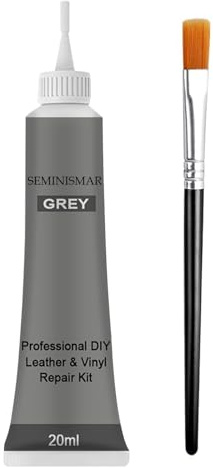 Lederreparatur Creme,Leder Restaurator,Leder Reparatur Set,Lederreparatur Füller,Reparatur von Lederkratzern,Flüssigleder Lederreparaturgel,Mischbare Lederreparatursets,Künstler pinsel,grau,20ML