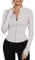 IECCP Damen Langarm Gym Sport Tops Workout Laufen T-Shirt Yoga Shirt Activewear Fitness Oberteile mit Daumenlöchern Elfenbeingrau M