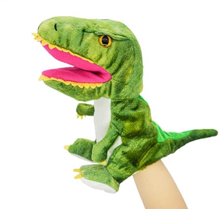 lilizzhoumax Dinosaurier Kuscheltier, Simuliertes Tier Dinosaurier Handpuppe aus Plüsch, Kawaii Niedliches Rollenspiel, interaktives Früherziehungsspielzeug für Kinder, Geschenk für Freunde und Kinder