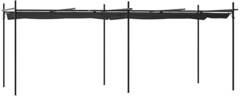 vidaXL Anthracite Pergola with Retractable Roof - UV-Resistant Fabric Shelter, Sturdy Steel and Aluminium Frame, for Outdoor Dining and Entertainment