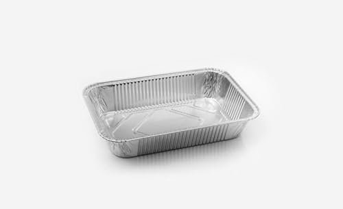 Inoverse Lot de 100 barquettes en aluminium, 21,2 x 14,7 x 4 cm, pour grillades, plats à gratin en aluminium de qualité supérieure
