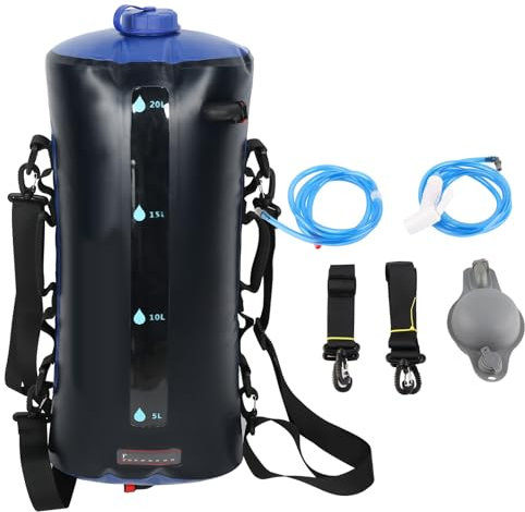 equlup Borsa da Doccia Riscaldata da Campeggio, Borsa da Doccia Riscaldante da Campeggio da 20 Litri Borsa da Doccia per Doccia All'aperto con Pompa a Pedale a Pressione E Ugello