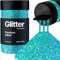 Hemway Premium Glitter Shaker - Turquoise Holographic | 210g Multi Size Metallic Flake Sequins for Resin & Epoxy Crafts | Craft Supplies for Tumblers, Festival, Hair, Face, Body, Eye & Nail Art