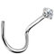 I Piercing Nasenstecker gebogen I Echt 750 Weißgold I Echter Diamant I Maße 0,8 x 6 x 1,4 mm I neu modern modisch extravagant exklusiv I 47005