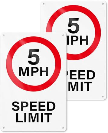 Lot de 2 panneaux en PVC avec limite de vitesse 5 MPH 30 x 20 cm