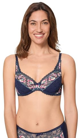 Playtex Flower Elegance Soutien-Gorge à Armatures, Bleu, 95D Femme