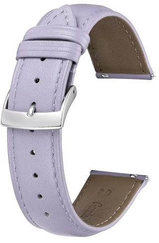 BINLUN Leder Uhrenarmband 22mm 21mm 20mm 19mm 18mm 16mm 14mm 12mm Mehrfarbige Uhrenarmbänder für Damen Herren Ersatz Schnellverschluss Lederarmband Uhren Armband(22mm,Helle Lila)