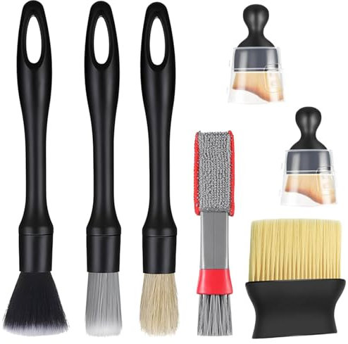 Svitzoot Brosse de Détail pour Voiture 7 en 1 Brosse de Nettoyage Voiture Intérieure Poussière Propre Brosses pour Nettoyer Consoles Centrales de Voiture Fentes d'Aération