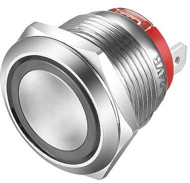 Gebildet Botón Pulsador de Tipo Corto, 20A/220V CA, LED Azul, 19mm, Interruptor Pulsador Momentáneo de Acero Inoxidable, Interruptor SPST de 4 Pines a Prueba de Agua