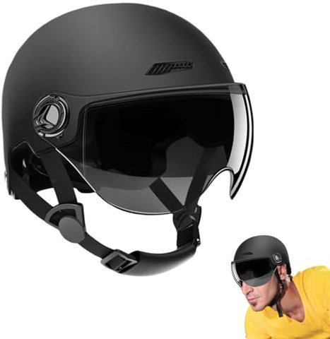 Casque Ouvert Demi-Casque De Moto - 1/3 Pièces Casque Je-t avec Visière | Casque De Scooter pour Garçons Et Filles | ECE Homologué Casques De Moto Vintage pour Chopper Cruiser