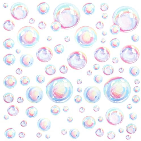 Bubble Wall Decals, Colorful Bubbles Stickers Bathroom Wall Decal Underwater World Background Ocean Walls Decals for Walls Bubbles Decor for Kids Room Mermaid Theme Bathroom Bedroom