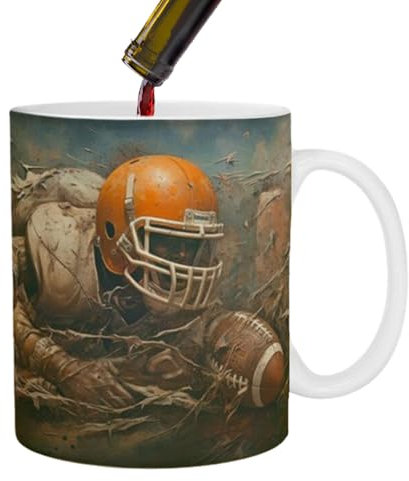 Taza de fútbol americana, taza de café de fútbol americano, taza de café de fútbol, taza de leche de cerámica, taza de licor de huevo, 325 ml, taza deportiva, niños, abuelo, apta para lavavajillas